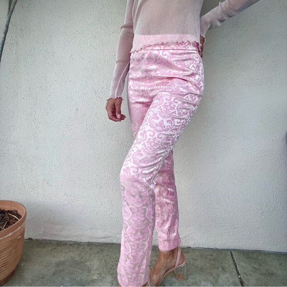 Sugar Thrillz Pants - Sugar Thrillz Pink Patterned Straight Leg Pants